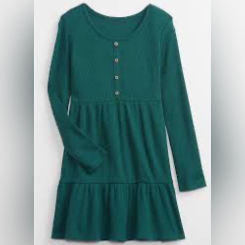 GAP Kids | Button-Front Tier Waffle-Knit Green Dress | Size XXL 14/16 | NWOT